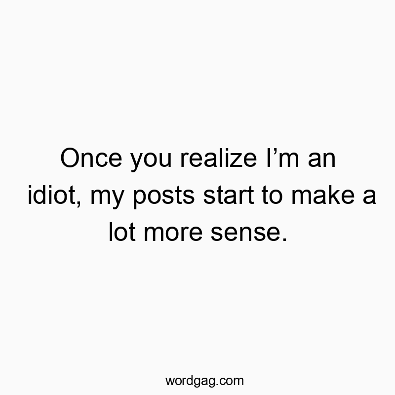 Once you realize I’m an idiot, my posts start to make a lot more sense.