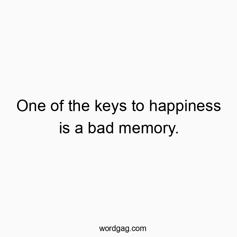 One of the keys to happiness is a bad memory.