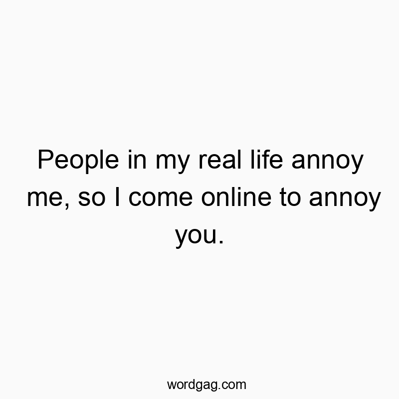 People in my real life annoy me, so I come online to annoy you.