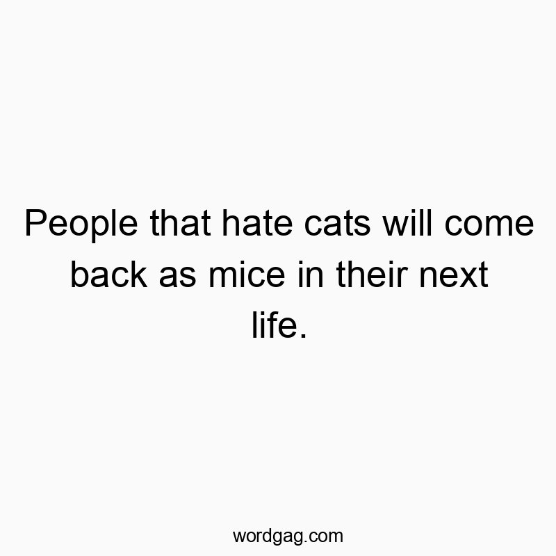 People that hate cats will come back as mice in their next l...