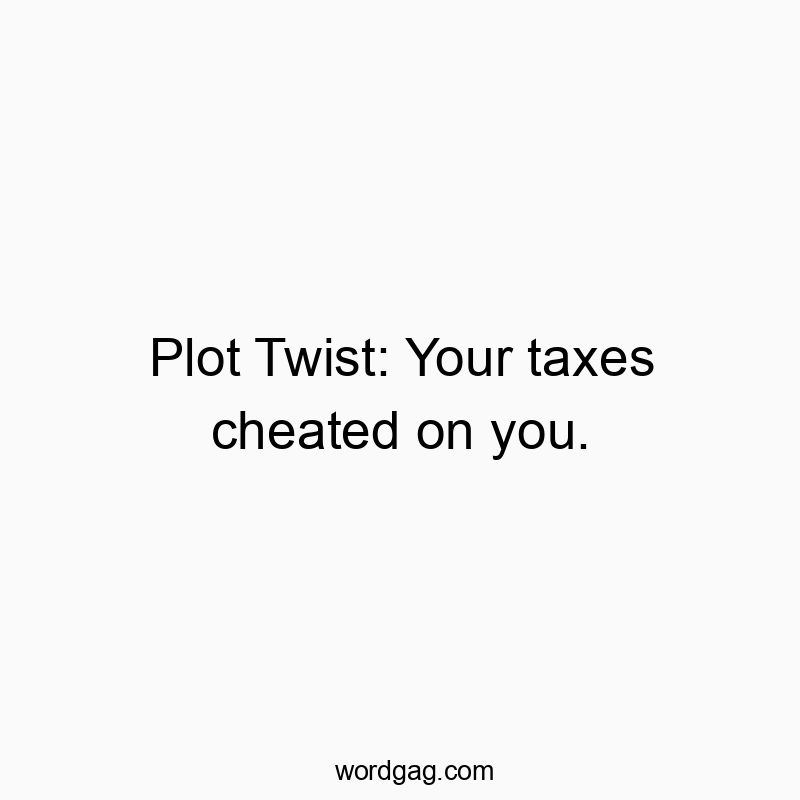 Funny ta quotes - Plot Twist: Your taxes cheated on you.