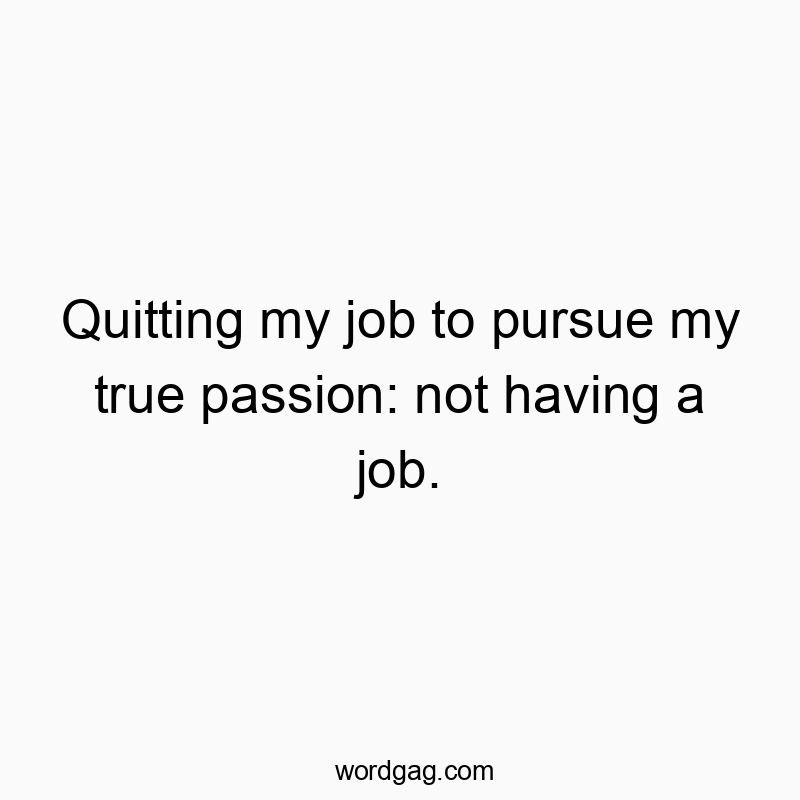 Quitting my job to pursue my true passion: not having a job.