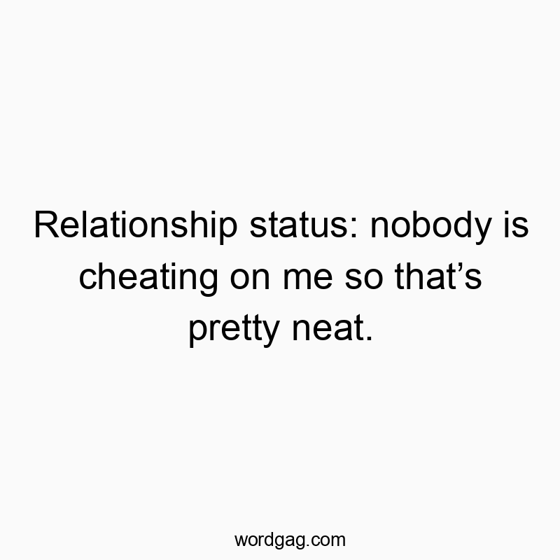 Relationship status: nobody is cheating on me so that’s pretty neat.