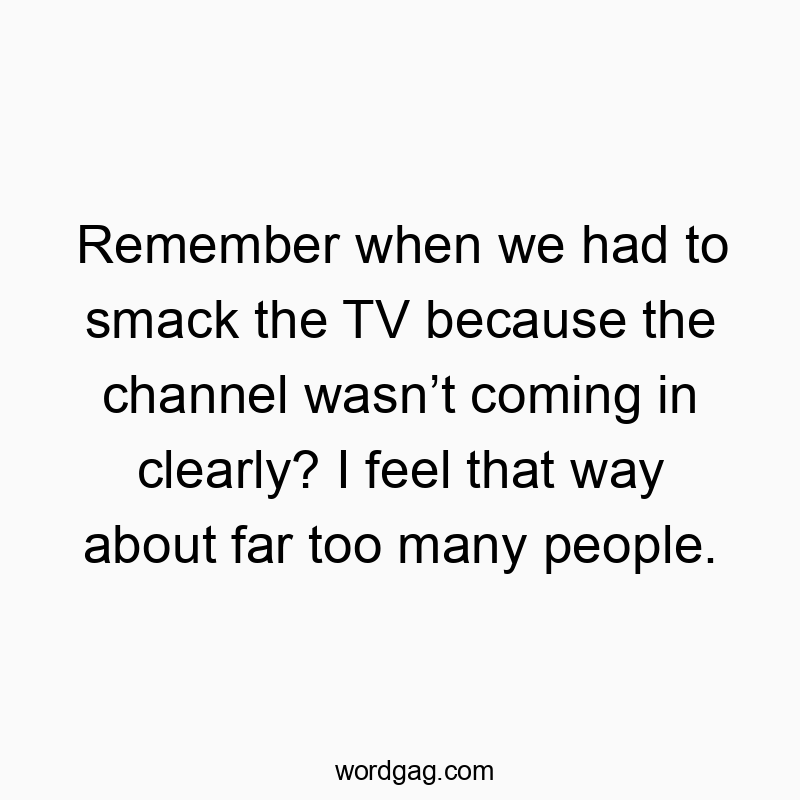 Humorous quote about frustration with people, comparing it to TV reception issues.