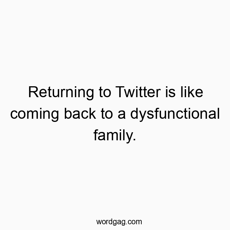 Returning to Twitter is like coming back to a dysfunctional family.