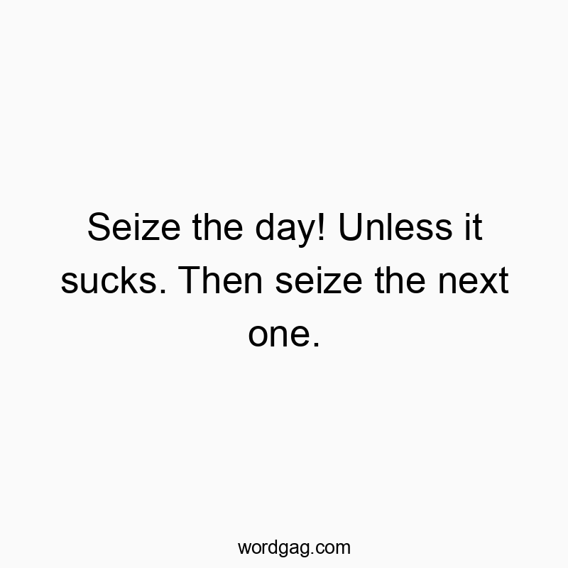 Seize the day! Unless it sucks. Then seize the next one.