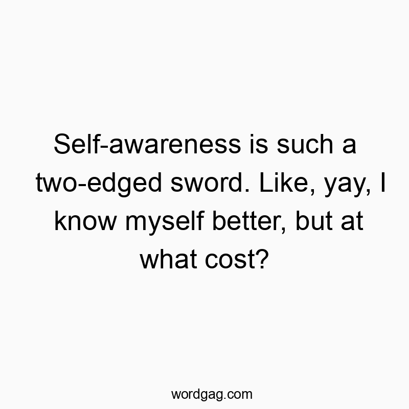 Self-awareness is such a two-edged sword. Like, yay, I know…