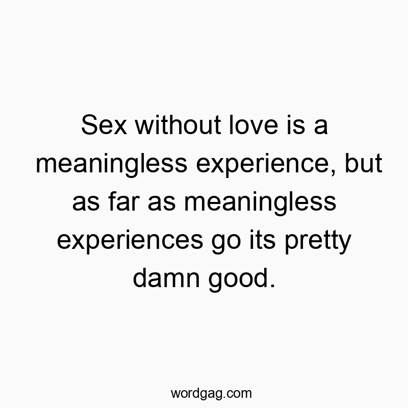 Sex without love is a meaningless experience, but as far as meaningless experiences go its pretty damn good.