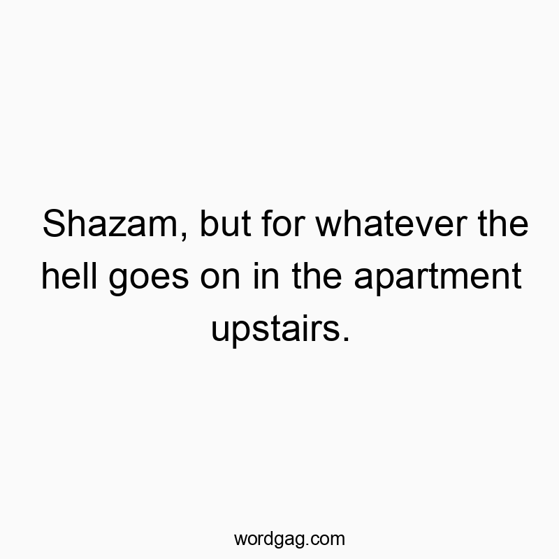 Shazam, but for whatever the hell goes on in the apartment…
