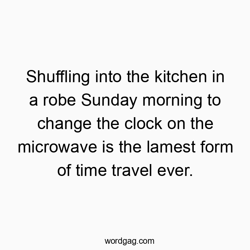 Shuffling into the kitchen in a robe Sunday morning to change the clock on the microwave is the lamest form of time travel ever.