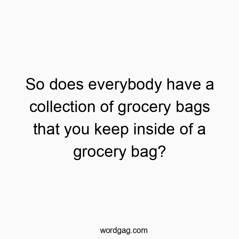 So does everybody have a collection of grocery bags that you keep inside of a grocery bag?