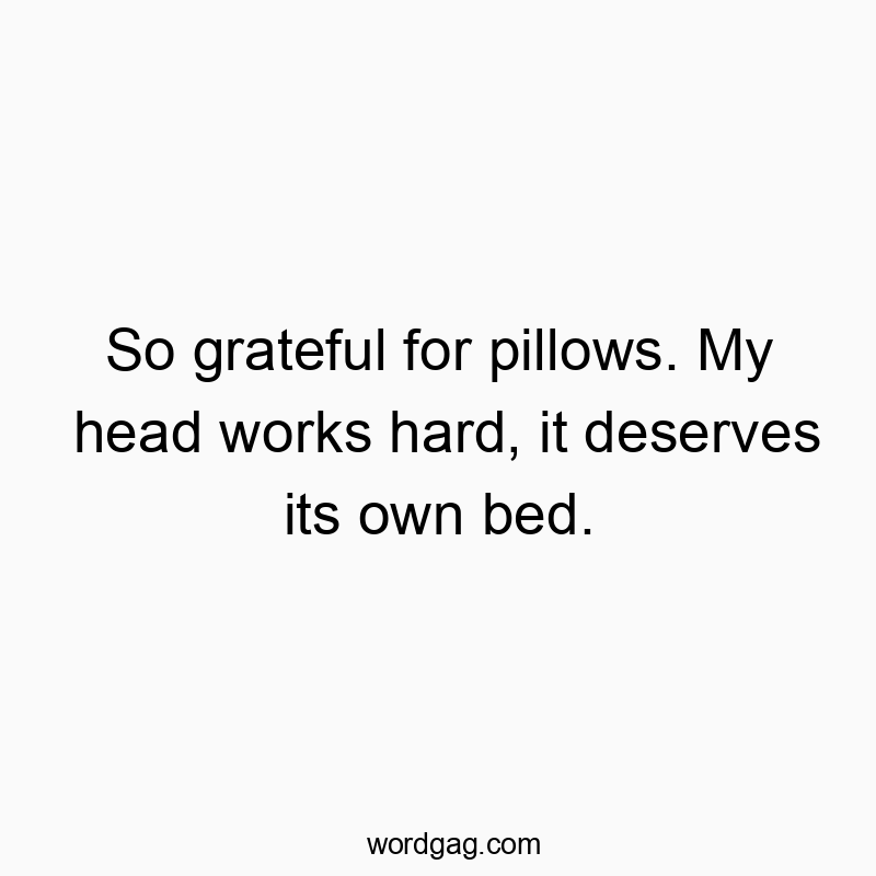 So grateful for pillows. My head works hard, it deserves its own bed.