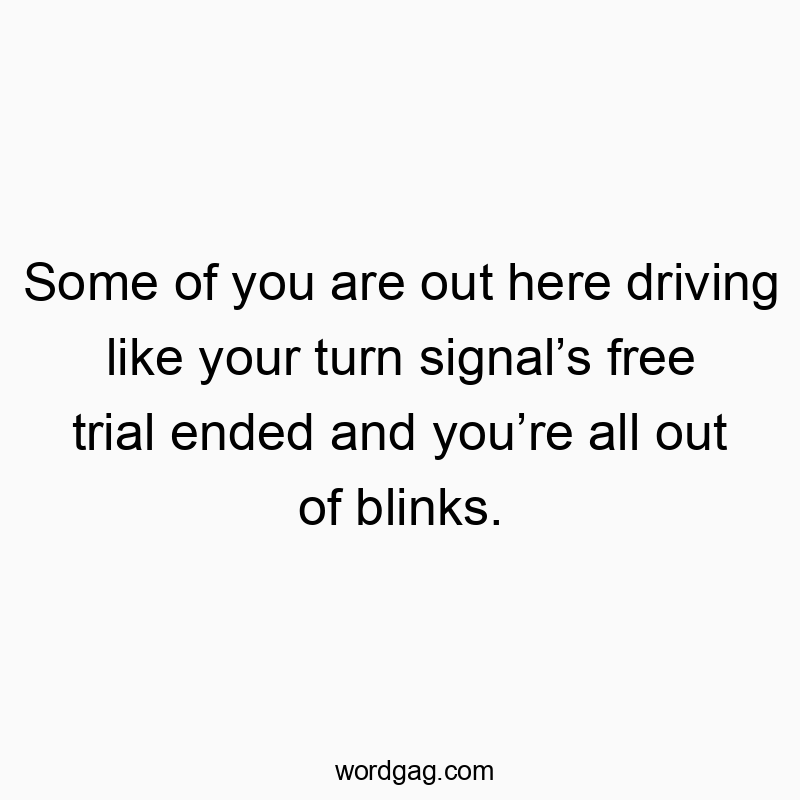 Some of you are out here driving like your turn signalโs free trial ended and youโre all out of blinks.