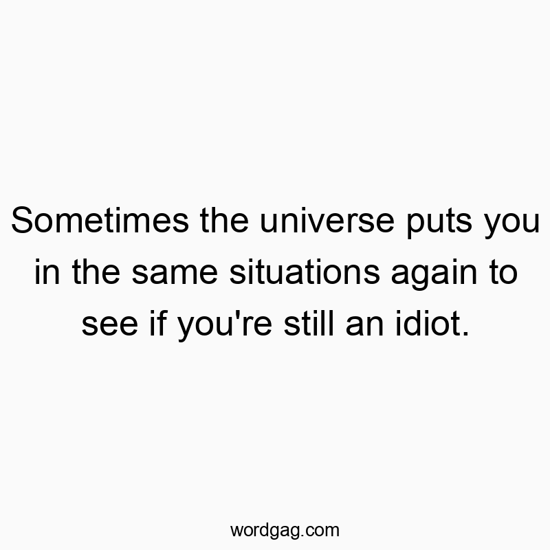 Sometimes the universe puts you in the same situations again to see if you’re still an idiot.