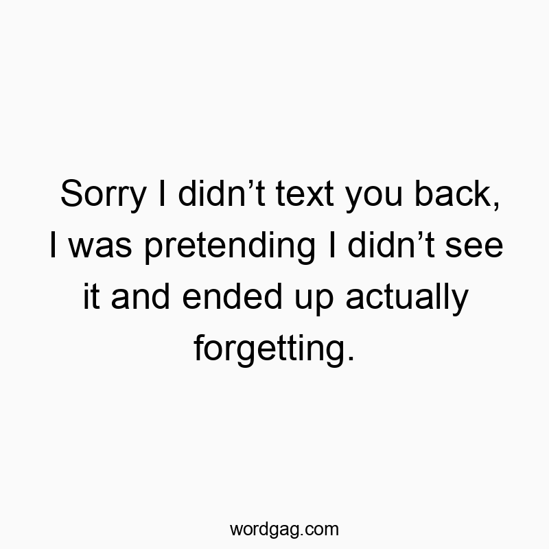 Sorry I didn’t text you back, I was pretending I didn’t see it and ended up actually forgetting.