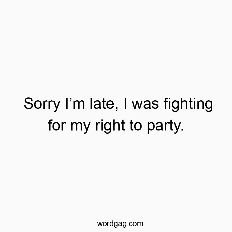 Sorry Iโm late, I was fighting for my right to party.