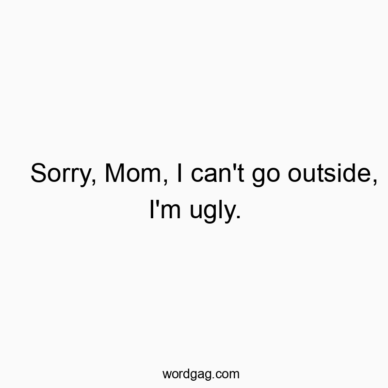 165 Funny sorry quotes - Sorry, Mom, I can’t go outside, I’m ugly.