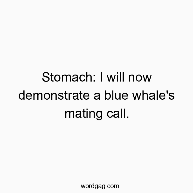 Stomach: I will now demonstrate a blue whale’s mating call.