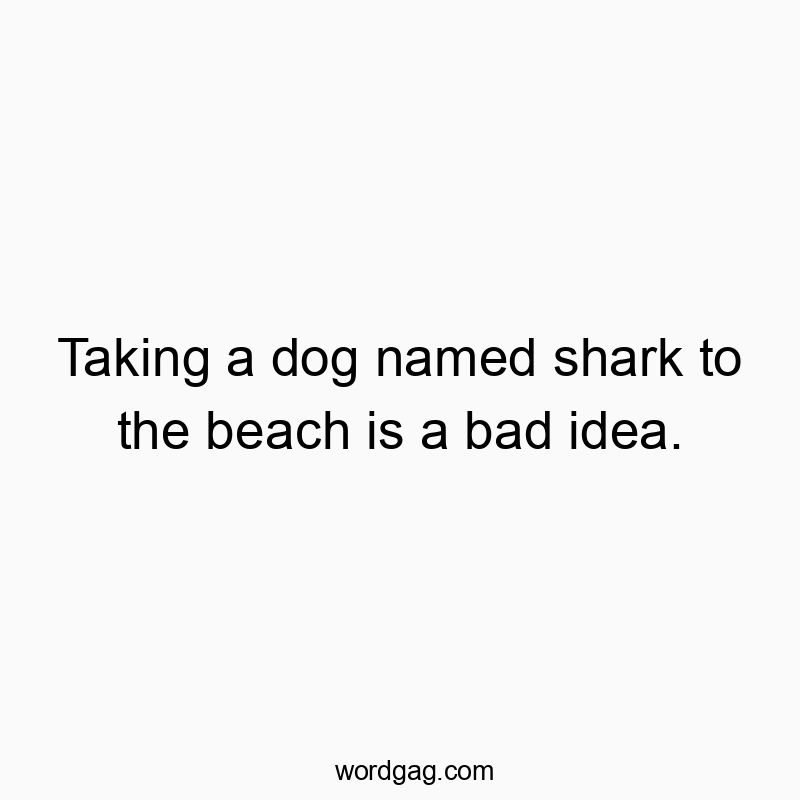 Taking a dog named shark to the beach is a bad idea.