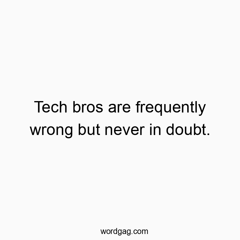 Tech bros are frequently wrong but never in doubt.