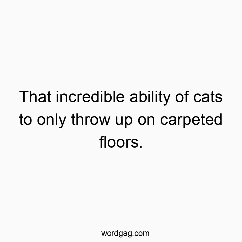 That incredible ability of cats to only throw up on carpeted floors.