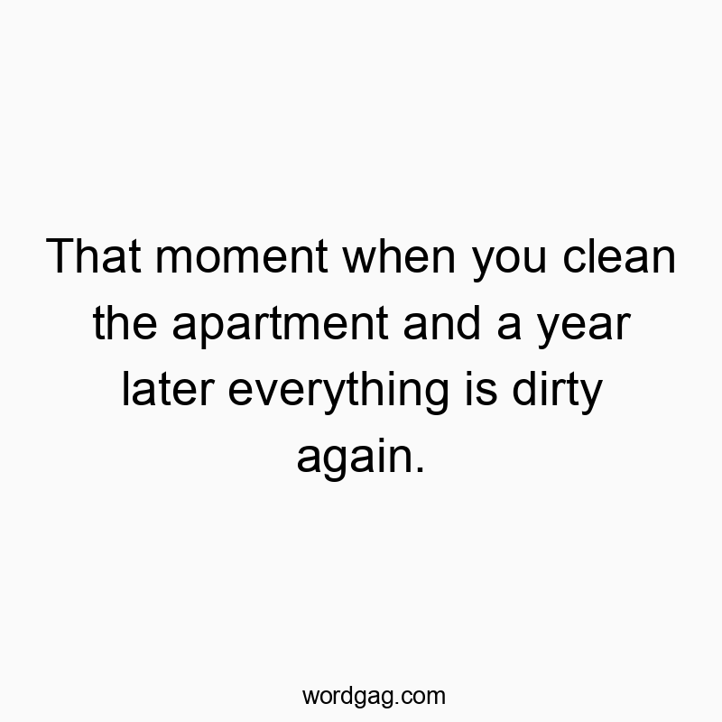 That moment when you clean the apartment and a year later everything is dirty again.