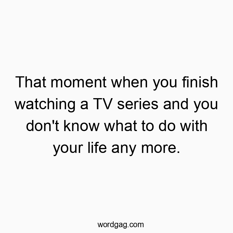 That moment when you finish watching a TV series and you don’t know what to do with your life any more.