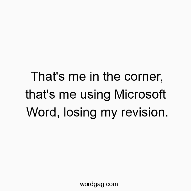 That’s me in the corner, that’s me using Microsoft Word, losing my revision.