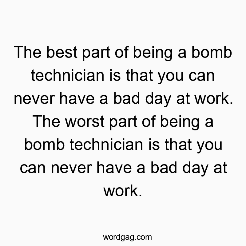 541 Funny day quotes - The best part of being a bomb technician is that you can ne…