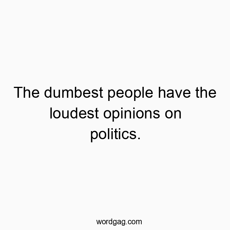 The dumbest people have the loudest opinions on politics.