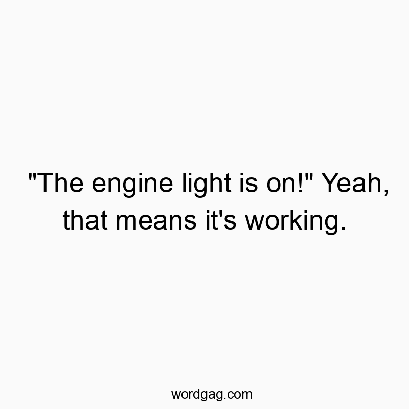 Funny maintenance quotes - “The engine light is on!” Yeah, that means it’s working.