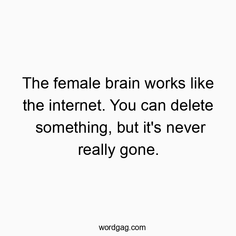 The female brain works like the internet. You can delete something, but it’s never really gone.