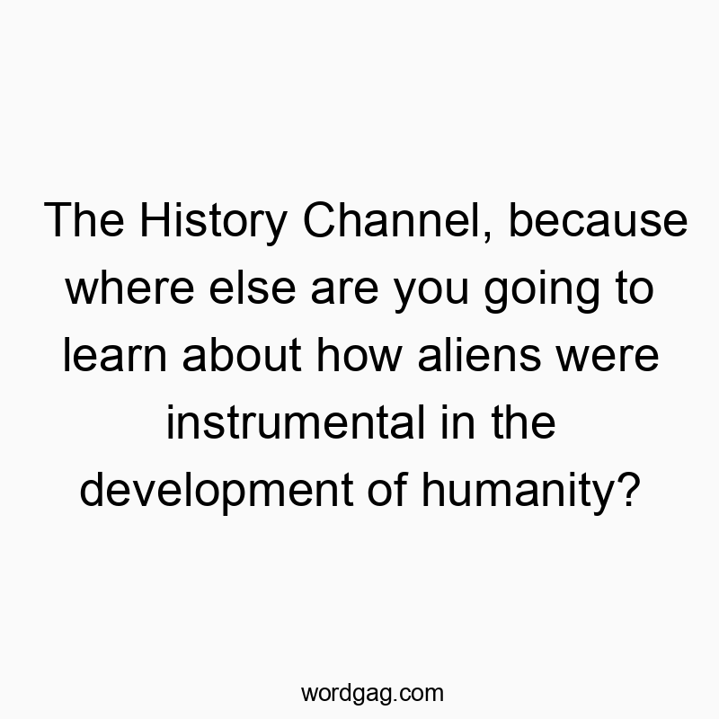 The History Channel, because where else are you going to le…