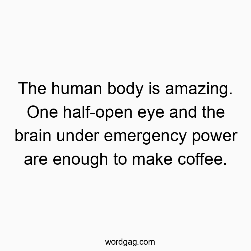 The human body is amazing. One half-open eye and the brain under emergency power are enough to make coffee.