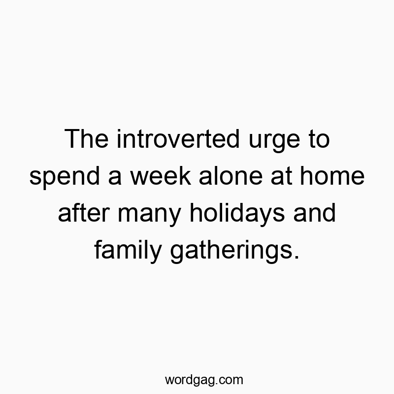 The introverted urge to spend a week alone at home after many holidays and family gatherings.