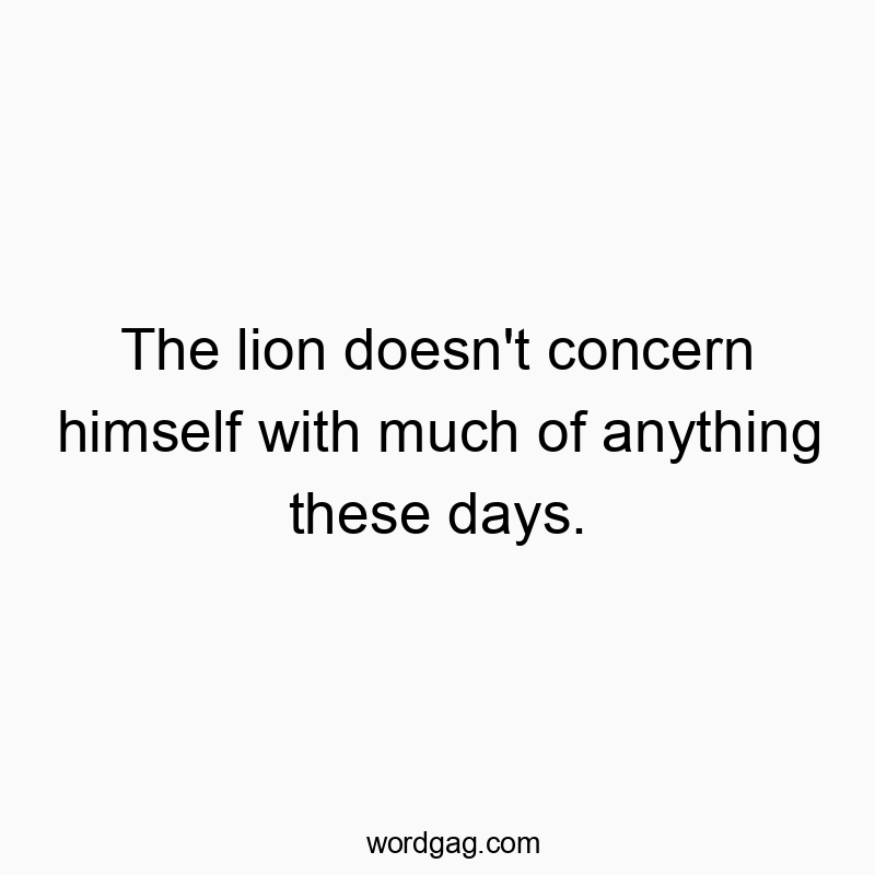The lion doesn’t concern himself with much of anything these days.
