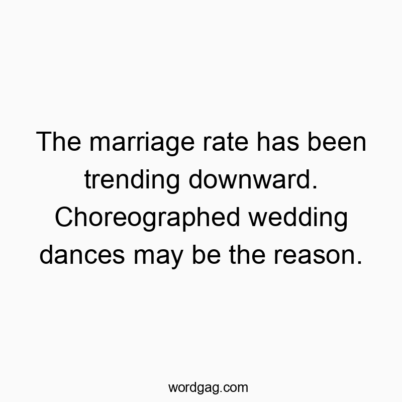 The marriage rate has been trending downward. Choreographed wedding dances may be the reason.