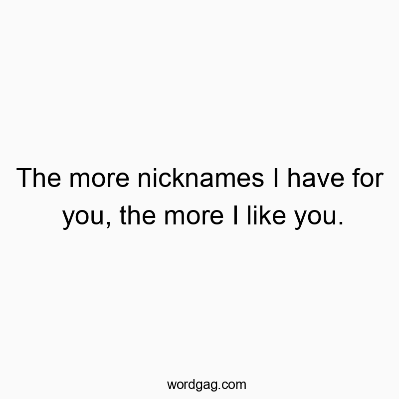 Funny endearment quotes - The more nicknames I have for you, the more I like you.