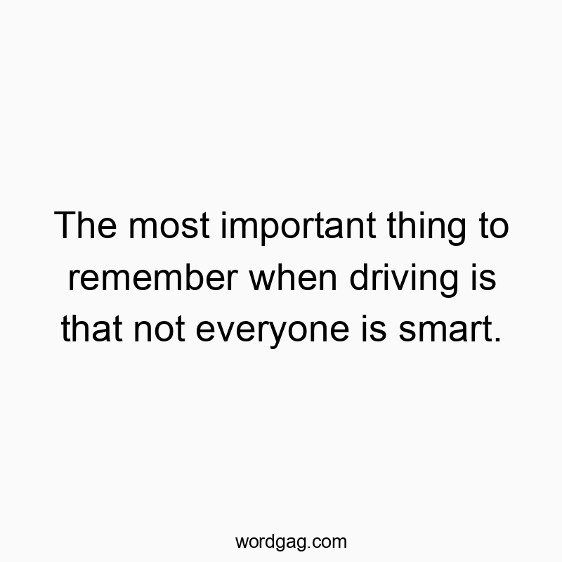 The most important thing to remember when driving is that not everyone is smart.