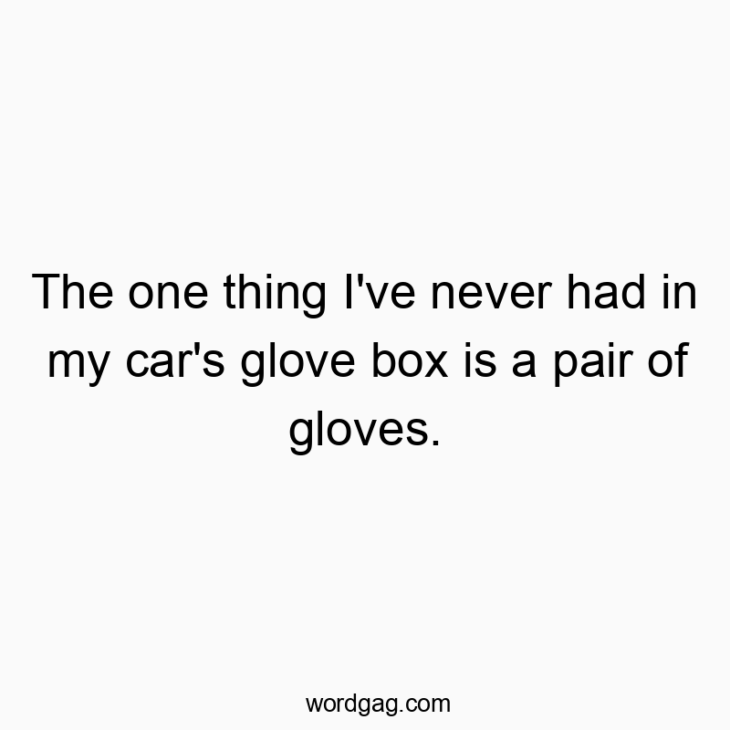 The one thing I’ve never had in my car’s glove box is a pair of gloves.