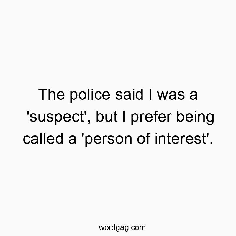The police said I was a ‘suspect’, but I prefer being called a ‘person of interest’.
