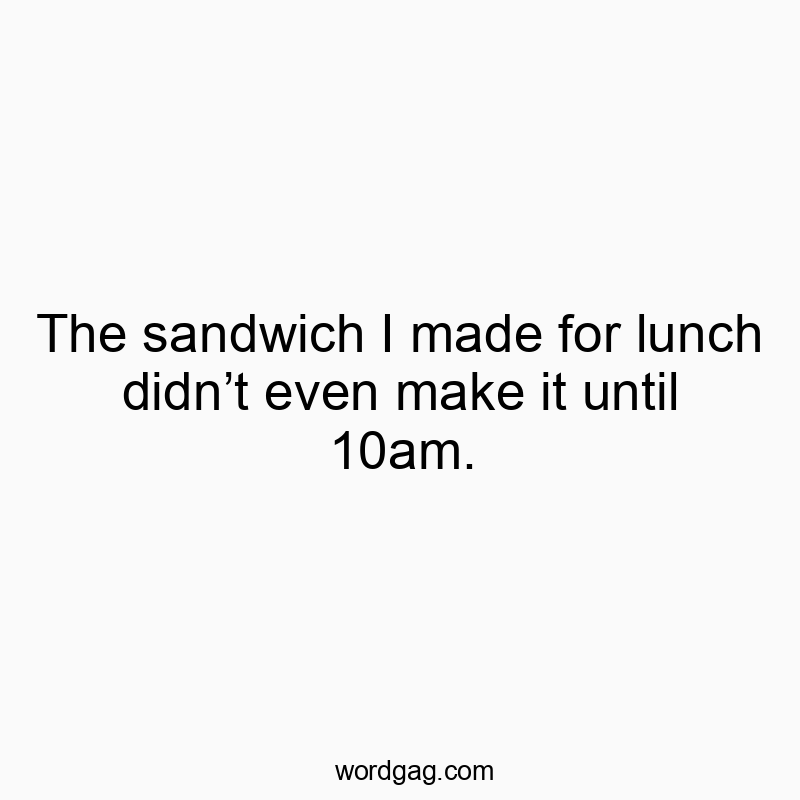 The sandwich I made for lunch didn’t even make it until 10am.