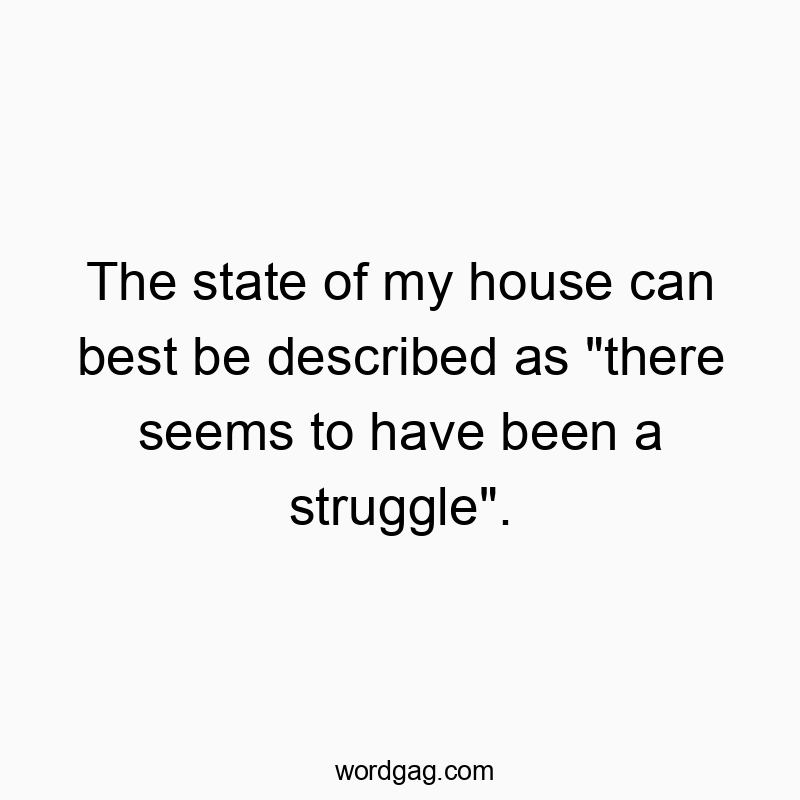 The state of my house can best be described as “there seems to have been a struggle”.