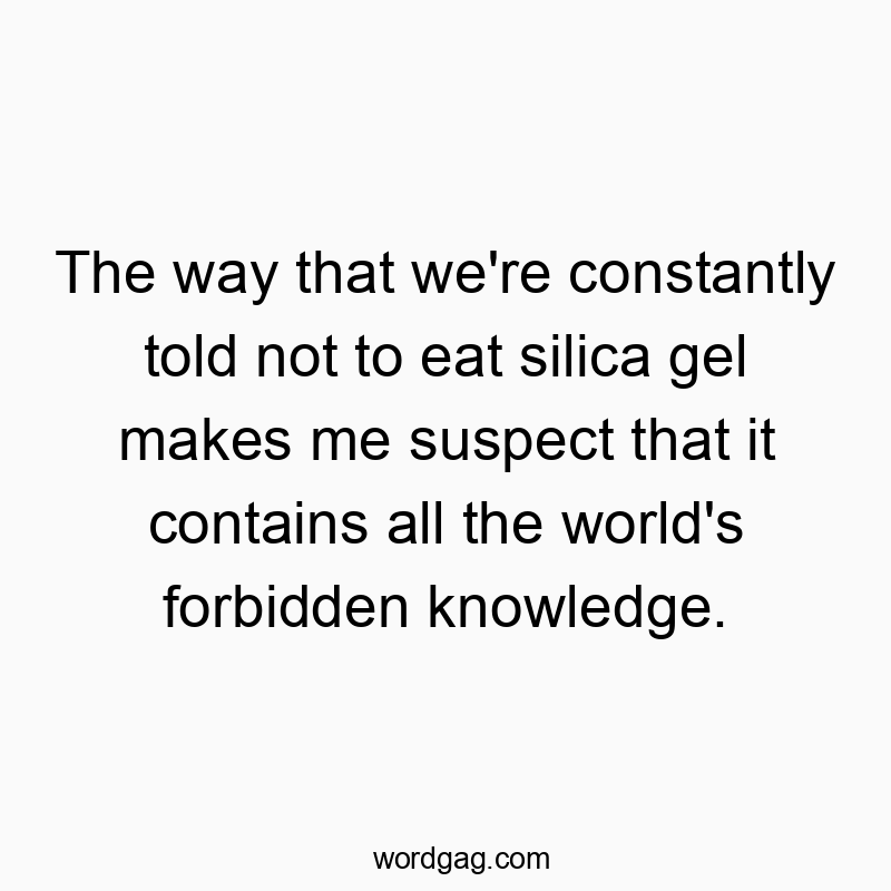 The way that we're constantly told not to eat silica gel makes me suspect that it contains all the world's forbidden knowledge.