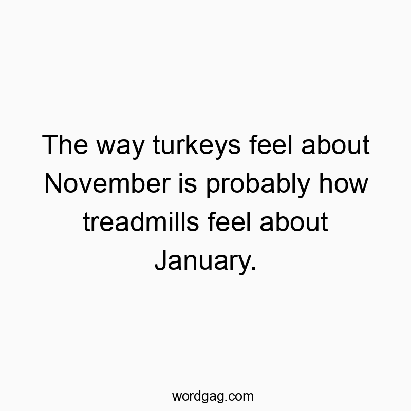The way turkeys feel about November is probably how treadmills feel about January.