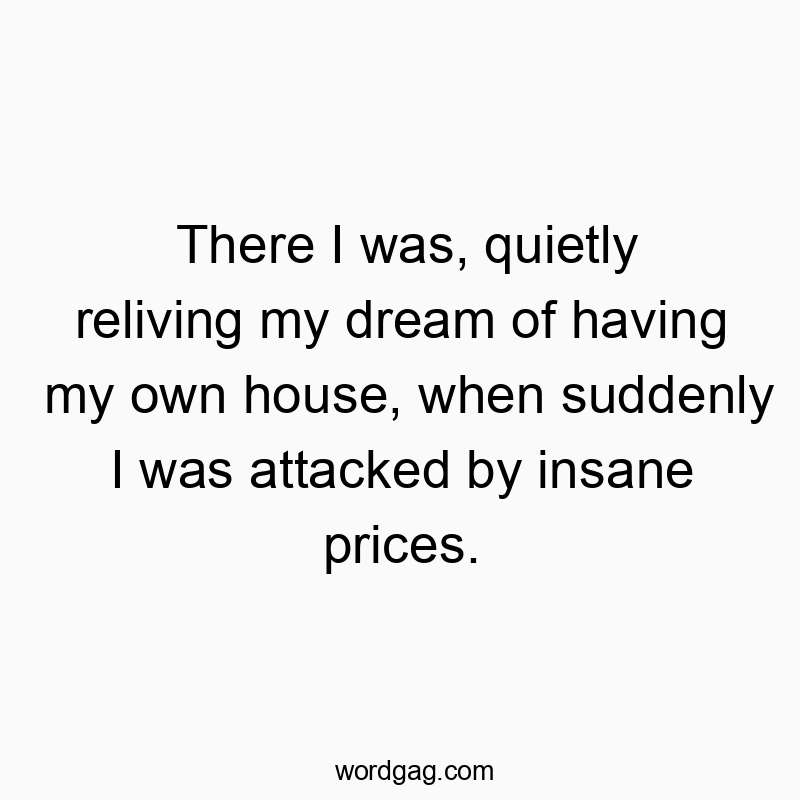 There I was, quietly reliving my dream of having my own house, when suddenly I was attacked by insane prices.