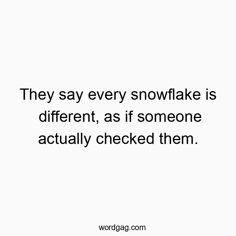 They say every snowflake is different, as if someone actually checked them.