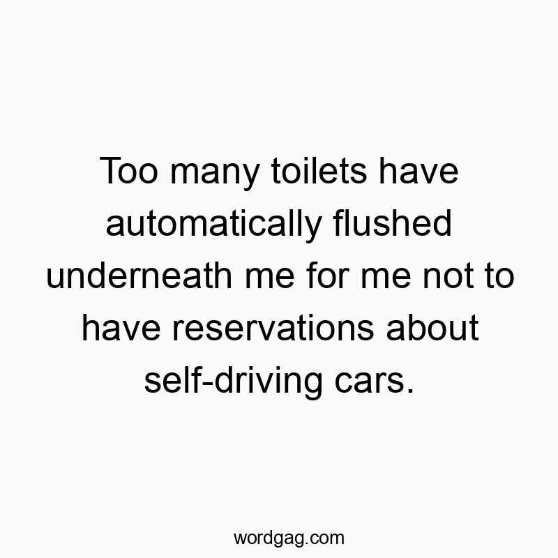 Too many toilets have automatically flushed underneath me for me not to have reservations about self-driving cars.