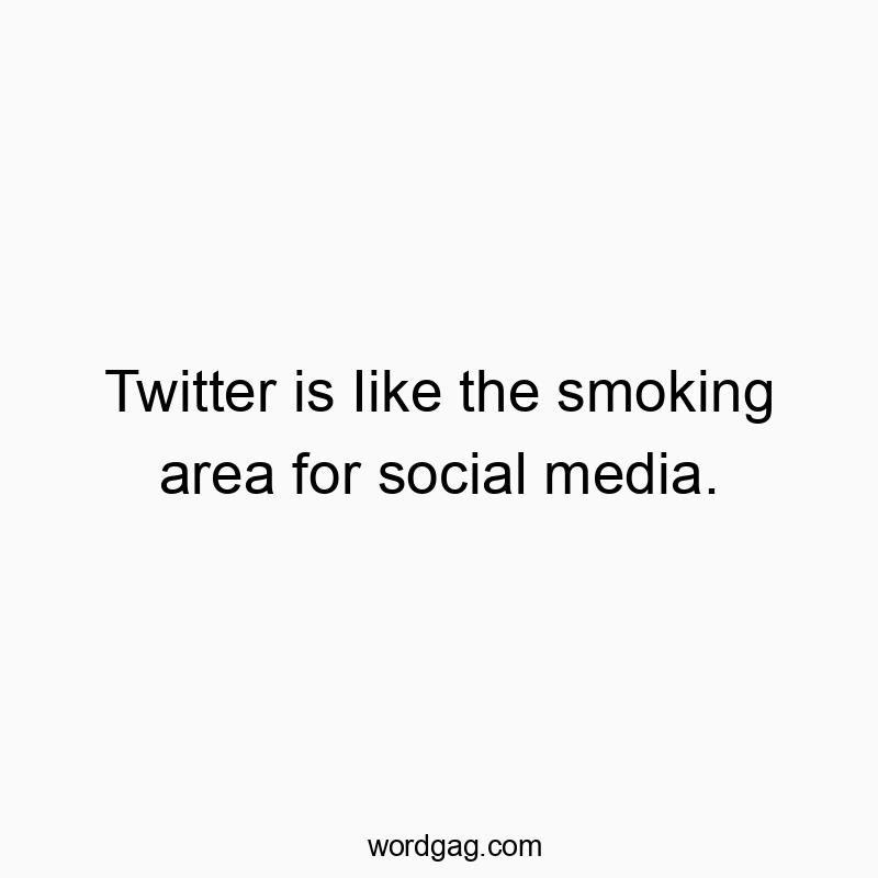 Twitter is Iike the smoking area for social media.