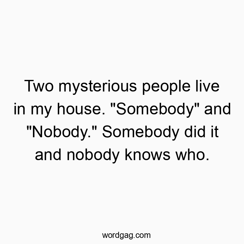 Two mysterious people live in my house. “SomebodyR…